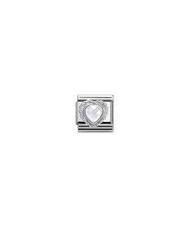 Nomination Heart-Shaped Faceted White Stone Acessório de Joia Link Mulher 330603 010