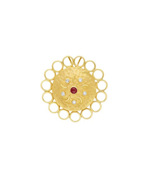 DonaZinda Teresa Joia Pendente Colar Pregadeira Ouro 19.2K, Diamantes e Rubi Mulher 663570003