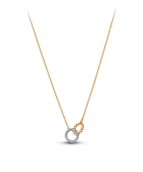 Pandora Beads and Pavé Interlocking Circles Joia Colar Mulher 364825C01-45