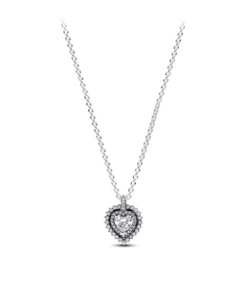 Pandora Sparkling Heart Halo Joia Colar Mulher 393099C01-45