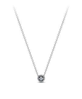 Pandora Round Pavé Halo Joia Colar Mulher 393548C01-45