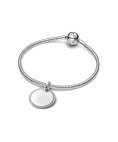 Pandora Engravable Round Tag Joia Pendente Colar Medalha Mulher 394007C01