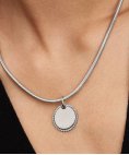 Pandora Engravable Round Tag Joia Pendente Colar Medalha Mulher 394007C01