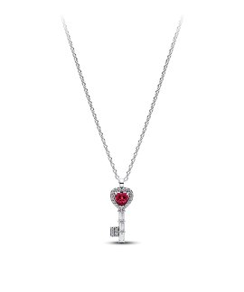 Pandora Elevated Red Heart Key Joia Colar Mulher 394392C01-45