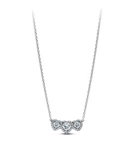 Pandora Triple Halo Heart Joia Colar Mulher 394412C01-45