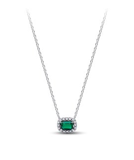 Pandora Rectangular Sparkling Green Halo Joia Colar Mulher 394503C01-45