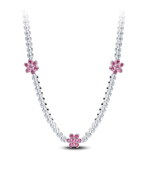 Pandora Pink Flower Tennis Joia Colar Mulher 394561C01-40