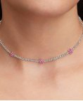 Pandora Pink Flower Tennis Joia Colar Mulher 394561C01-40