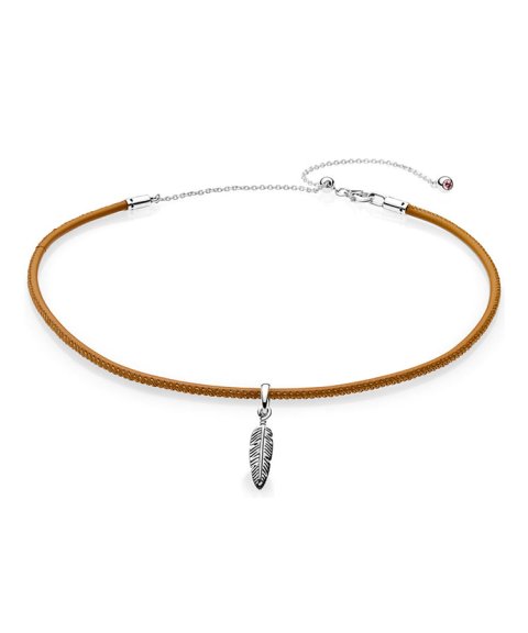 Pandora Choker and Feather Joia Colar Mulher 397197CGT-38 Pandora Choker and Feather Joia Colar Mulher 397197CGT-38