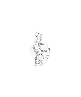 Pandora Best Friends Heart and Key Joia Conta Pendente Colar Mulher 398130