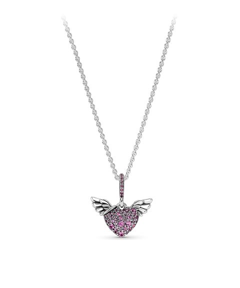 Pandora Pavé Heart and Angel Wings Joia Colar Mulher 398505C02-45