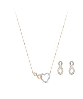 Swarovski Infinity Heart Set Joia Colar Brincos Set Mulher 5521040