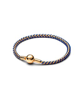 Pandora Blue Cord Box Chain Joia Pulseira Mulher 563816C02