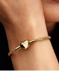Pandora Heart Clasp Faceted Snake Chain Joia Pulseira Mulher 564236C00