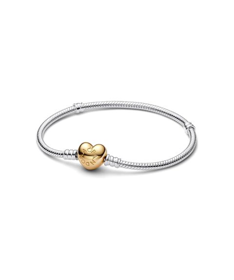 Pandora Heart Clasp Snake Chain Joia Pulseira Mulher 568707C00