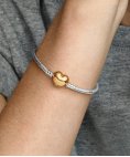 Pandora Heart Clasp Snake Chain Joia Pulseira Mulher 568707C00