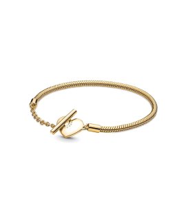 Pandora Heart T-Bar Snake Chain Joia Pulseira Mulher 569285C00