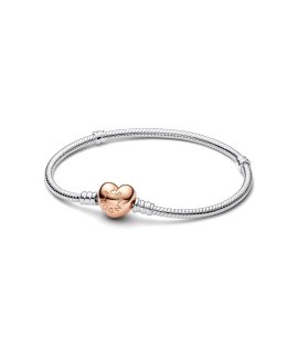 Pandora Heart Clasp Snake Chain Joia Pulseira Mulher 580719