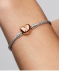 Pandora Heart Clasp Snake Chain Joia Pulseira Mulher 580719