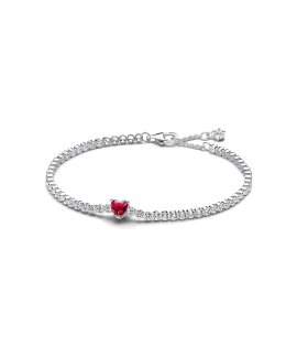 Pandora Sparkling Red Elevated Heart Joia Pulseira Mulher 590041C02