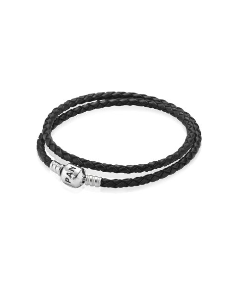 Pandora Moments Double Woven Leather Joia Pulseira Mulher 590705CBK-D