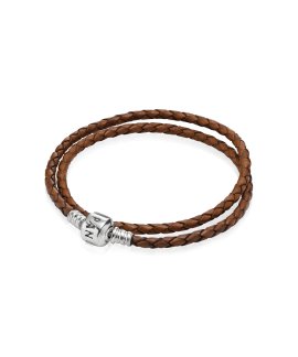 Pandora Moments Double Woven Leather Joia Pulseira Mulher 590705CBN-D