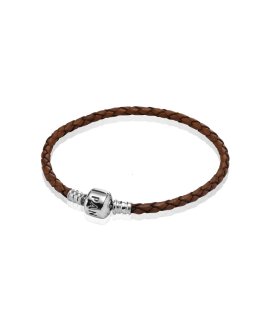 Pandora Moments Single Woven Leather Joia Pulseira Mulher 590705CBN-S