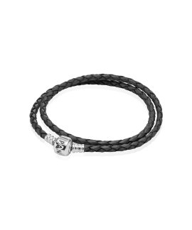 Pandora Moments Double Woven Leather Joia Pulseira Mulher 590705CGY-D