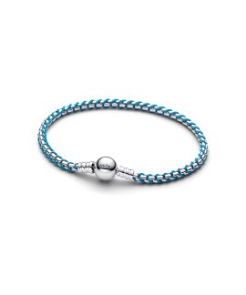 Pandora Blue Cord Snake Chain Joia Pulseira Mulher 593816C01
