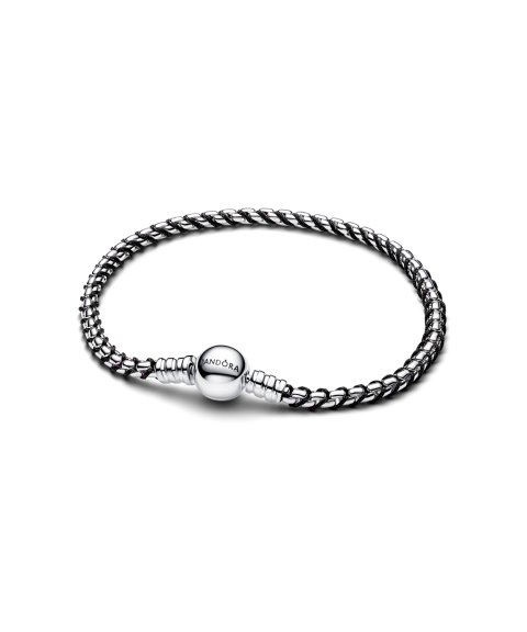 Pandora Black Cord Box Chain Joia Pulseira Mulher 593816C02