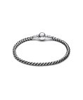 Pandora Black Cord Box Chain Joia Pulseira Mulher 593816C02