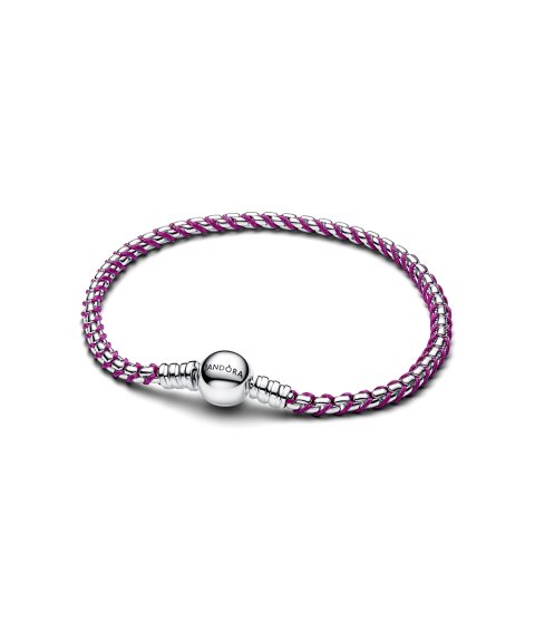 Pandora Purple Cord Box Chain Joia Pulseira Mulher 593816C03