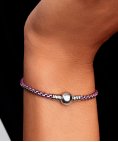 Pandora Purple Cord Box Chain Joia Pulseira Mulher 593816C03