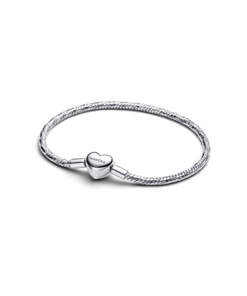Pandora Heart Clasp Faceted Snake Chain Joia Pulseira Mulher 594236C00