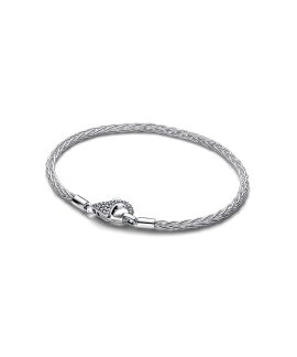 Pandora Pavé Clasp Foxtail Chain Joia Pulseira Mulher 594462C01