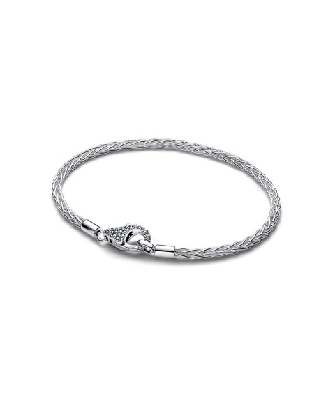 Pandora Pavé Clasp Foxtail Chain Joia Pulseira Mulher 594462C01