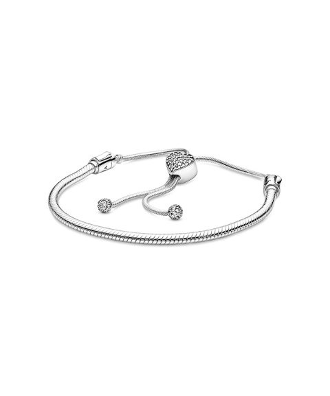 Pandora Moments Pavé Heart and Snake Chain Joia Pulseira Mulher 598699C01-2