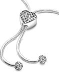 Pandora Moments Pavé Heart and Snake Chain Joia Pulseira Mulher 598699C01-2