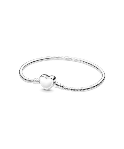 Pandora Engravable Heart Clasp Snake Chain Joia Pulseira Mulher 599206C00