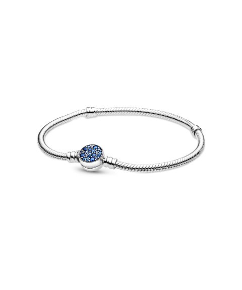 Pandora Moments Sparkling Blue Disc Snake Joia Pulseira Mulher 599288C01