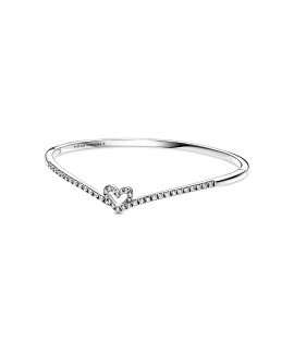 Pandora Sparkling Wishbone Heart Joia Pulseira Bangle Mulher 599297C01