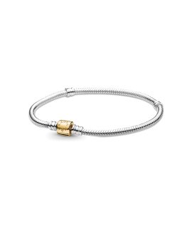 Pandora Moments Two-tone 14K Gold Barrel Clasp Joia Pulseira Mulher 599347C00