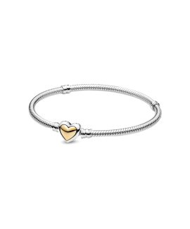 Pandora Domed Golden Heart 14K Gold Joia Pulseira Mulher 599380C00