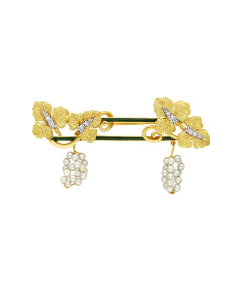 DonaZinda Vinha Joia Pregadeira Ouro 19.2K, Diamantes e Pérolas Mulher 6029577