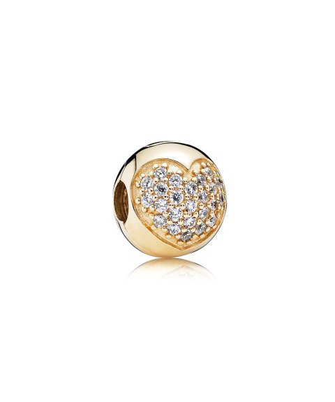 Pandora Gold Pavé Heart Joia Conta Clip Mulher 750832CZ Pandora Gold Pavé Heart Joia Conta Clip Mulher 750832CZ