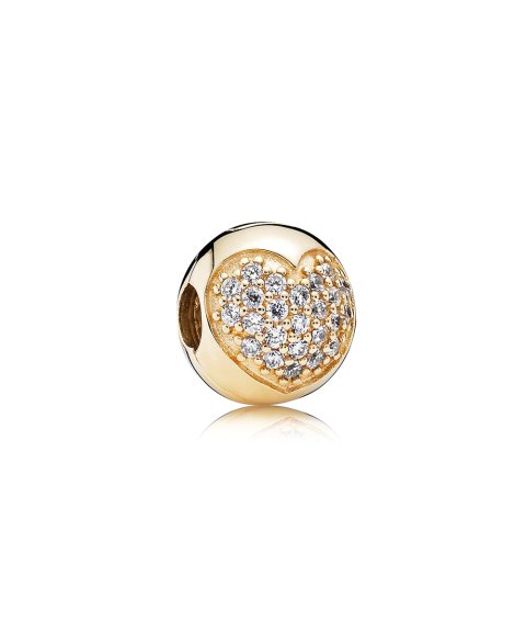 Pandora Gold Pavé Heart Joia Conta Clip Mulher 750832CZ