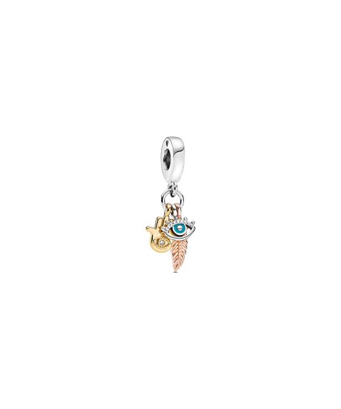 Pandora Hamsa, All-seeing Eye & Feather Spirituality Joia Conta Pendente Pulseira Mulher 768785C01