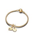 Pandora Mother and Daughter Double Heart Split Joia Conta Pendente Pulseira Mulher 769187C01