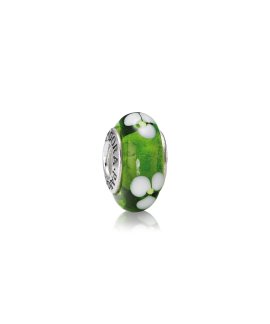 Pandora Green Flower Murano Joia Conta Mulher 790614