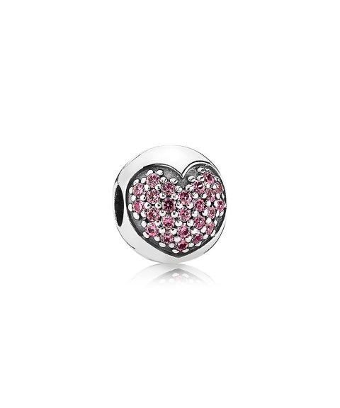 Pandora Pink Pavé Heart Clip Joia Conta Mulher 791053CZS